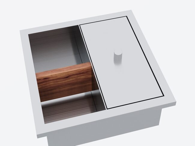 Edelstahl Behälter "Getränkefach 2-Tlg. mit Abfallschale" zu Design Grilltisch "a la carte"